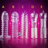 Crystal Silicone Spike Dotted Ribbed Clear Reusable Condom Penis Massage Sleeve Adult Sexy Toy