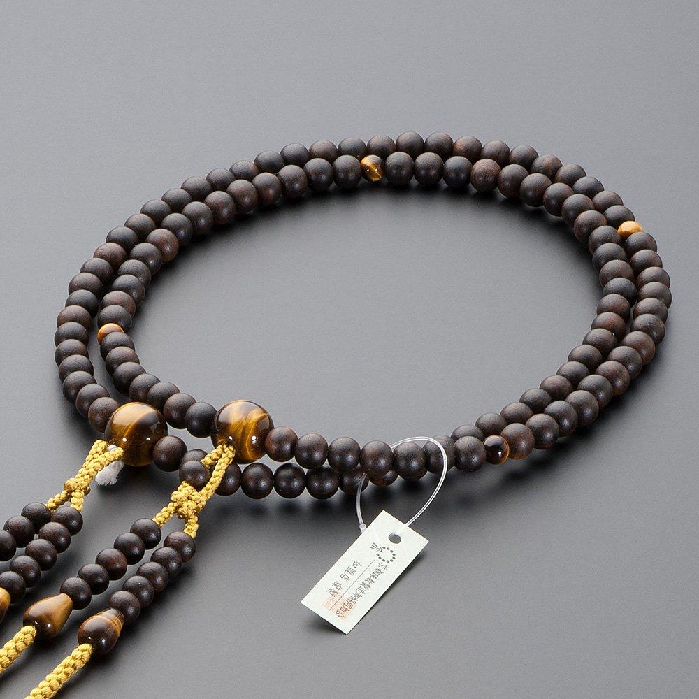 Buddhist Altar Shop Takita Shoten Mala Shingon Authentic Rosary Beads Striped Ebony Tiger Eye Stone 2 Pure Silk Hanabon Tenbou Kyoto Prayer Main