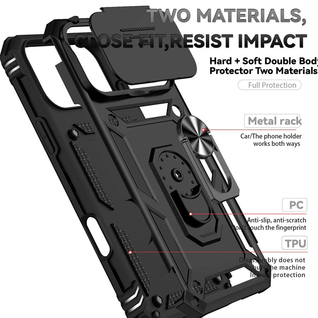 For iPhone 17 Pro Max Case PC+TPU Phone Cover with Lens Protection Kickstand