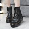 Women's Boots Leather Platform Boots Motorcycle Shoes Front Zipper Thick Soles Sexy Punk Winter Boots