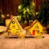 LED Lighted Christmas Village House Miniature Resin Gingerbread House Figurine Collectible Christmas