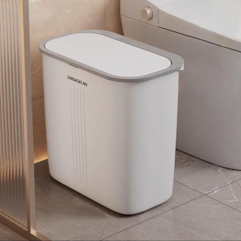 Compact Bathroom Corner Trash Can with Press-Down Lid
