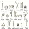Tailor Tools Pendant DIY Alloy Jewelry Buttons 18pcs Mixed Sewing Collection Charms Antique Alloy Metal Scissors Pipe Yarn Knot Button
