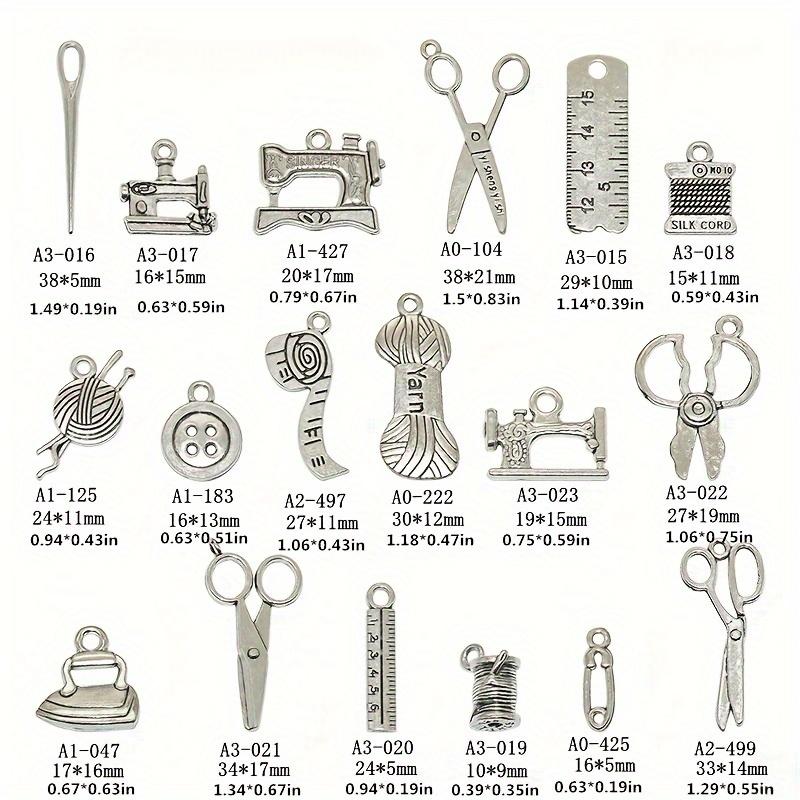 Tailor Tools Pendant DIY Alloy Jewelry Buttons 18pcs Mixed Sewing Collection Charms Antique Alloy Metal Scissors Pipe Yarn Knot Button