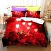 Red Rose Romantic Valentine's Day Floral Duvet Cover for Women Girls Valentine's Day Gift  Flowers Print Quilt Cover Room Decor