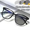 Photochromic Myopia Glasses Irregular Eyeglass Blue Light Blocking Eye Protection Near Sight Glasses Ultra Light Unisex Glasses