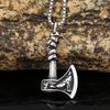 Boys Stainless Steel Necklace Wolf Crow Double-sided Axe Pendant Pendant Titanium Steel Jewelry Accessories