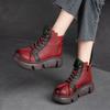 2023 Autumn Winter New Retro Short Boots Women Genuine Leather Mixed Colors Thick Soled Versatile Platform Shoes