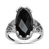 Natural Black Onyx Checkerboard Cut Gemstone 925 Sterling Silver Statement Ring For Women & Girls