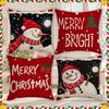 Christmas Snowman Printed Throw Pillow Cover Linen Christmas Sofa Decoration Bedroom Bedside Pillow Cover Cushion Cover