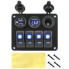 LED Rocker Switch Panel Interior Accessories Digital Voltmeter Aluminum Panel Dual USB Port 4 Gang Waterproof for Car RV Camper Caravans