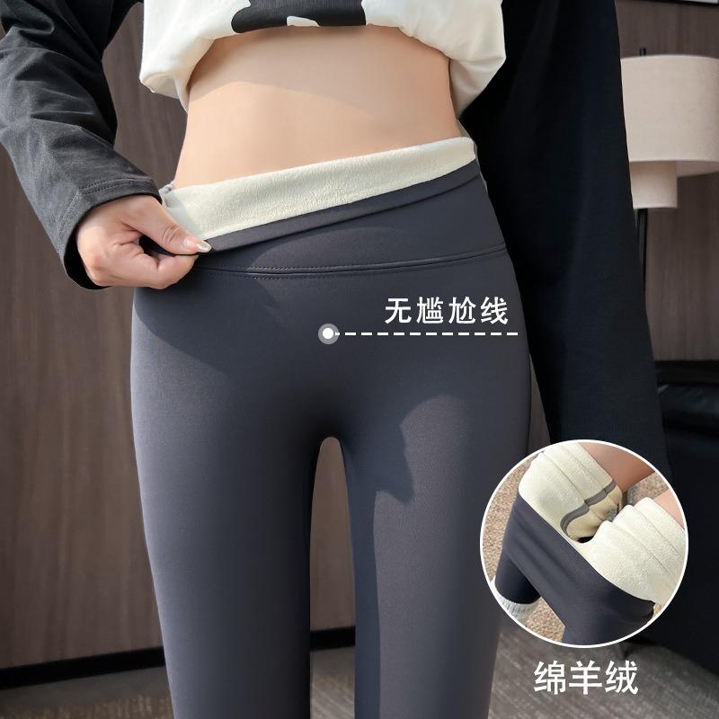 High-waisted Shark Pants Women's New Autumn and Winter Outer Wear Tight Black Elastic Yoga Barbie Fleece Leggings
