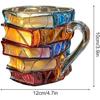 Painted Book Mug, Unique Colorful Resin Stacked Books Coffee Cup, Collectible Gift for Readers, Librarians, Literature Lovers