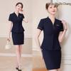 Women's 2025 Summer Collarless Short Sleeve Suit Set for Professional Jewelry Store/Hotel Reception Staff