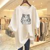 Cat Printed Cotton Short Sleeve T-Shirt Women's Summer Loose Top New Cartoon Versatile Bottom Shirt Short Sleeve