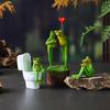 Frog Statue Desktop Ornament Creative Funny Resin Animal Sculpture Decorative Figurine for Fireplace Desk Bookshelf Shelf