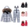 Toddler Snowsuit Set, 90% White Duck Down Winter Jacket and Pants for Boys and Girls, Warm Windproof Outerwear, 1–6Y