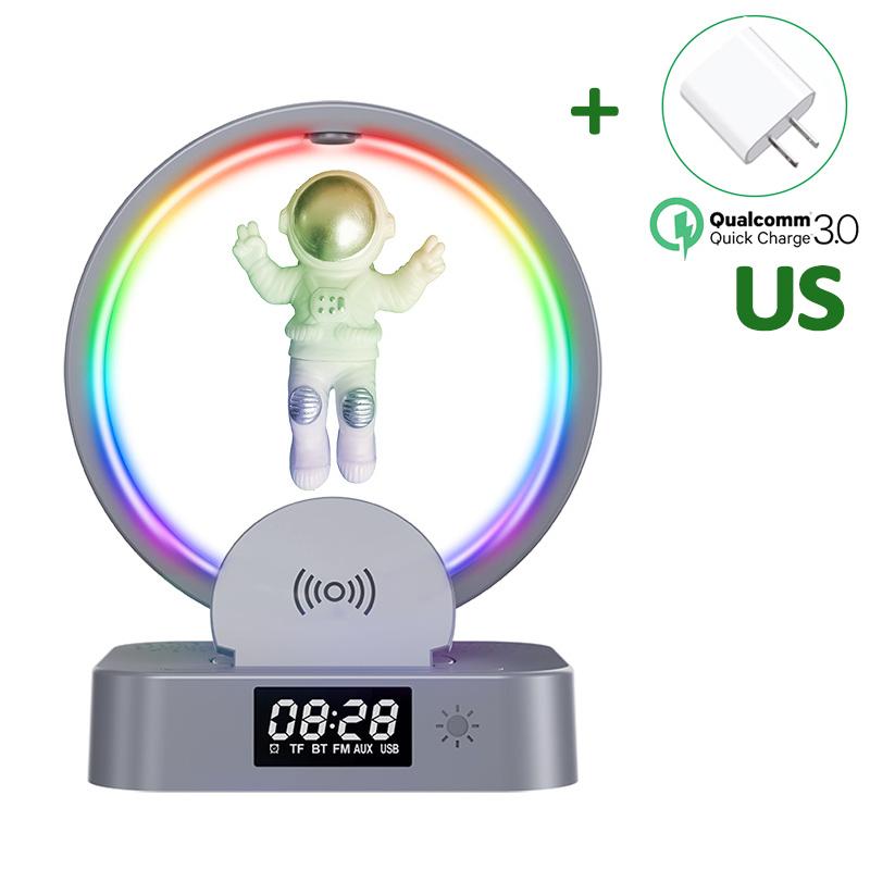 Multifunctional Wireless Charger Stand Alarm Clock Speaker RGB Light TF Fast Charging Station for iPhone X 11 12 13 14