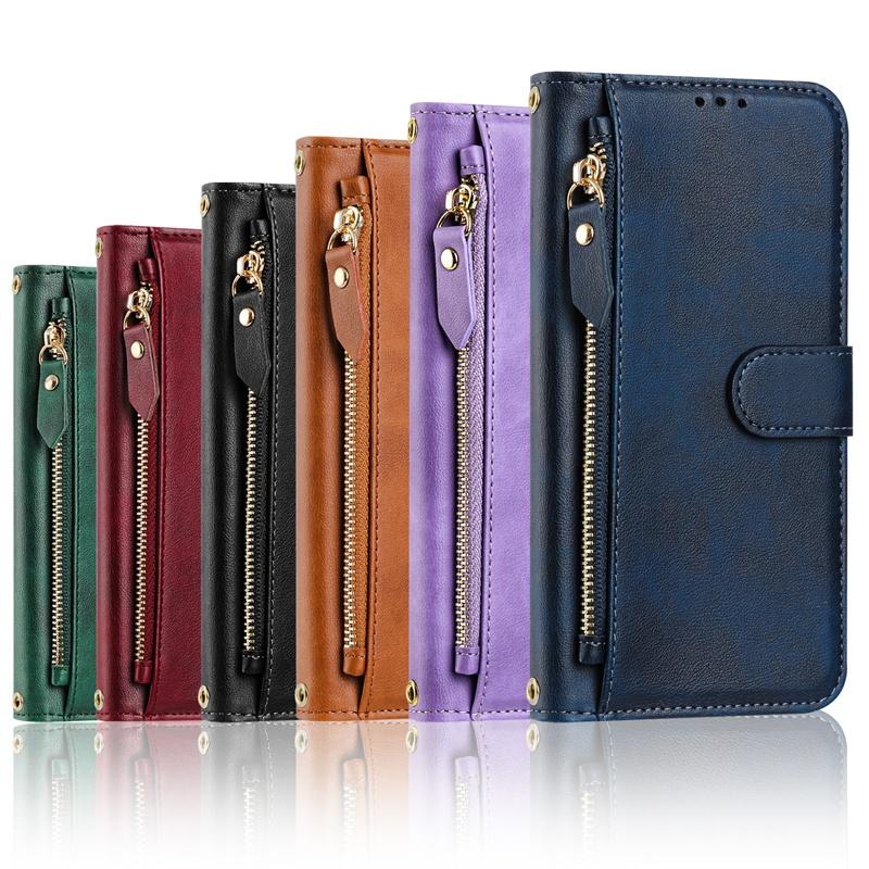 Flip Case for Oneplus 1+ Nord 2T CE 2 3 4 Lite 5G Leather Wallet Cover Card Slot Bag Zipper Casing