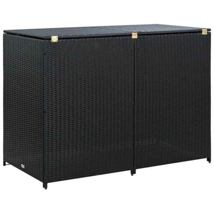 Bin Shelters - vidaXL - Double - Woven Resin - Black - 148x80x111 Cm