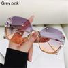 New Fashion Cutting Lens UV400 Rimless Sunglasses Gradient Rhinestone Sunglasses Women Sun Glasses