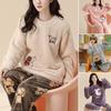 Cute Long Sleeve Nightwear Women's Flannel Pajamas Warm Autumn Winter Pyjamas Plush Fashion Cartoon Casual Sleepwear