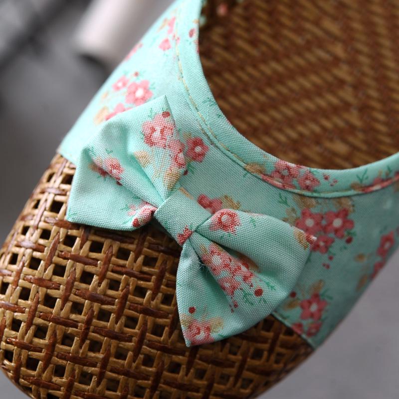 Summer Men/Women Flat Slippers Casual Slides Floral Bow Linen Women Sandals Indoor Shoes