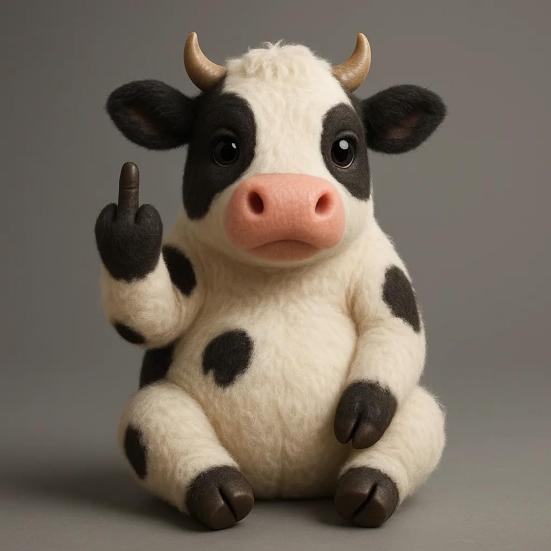 Flip-off Animal Doll Middle Finger Highland Cow Plush Toy Stuffed Sassy Panda Cat Dog Collectible for Home Office Desktop Decor