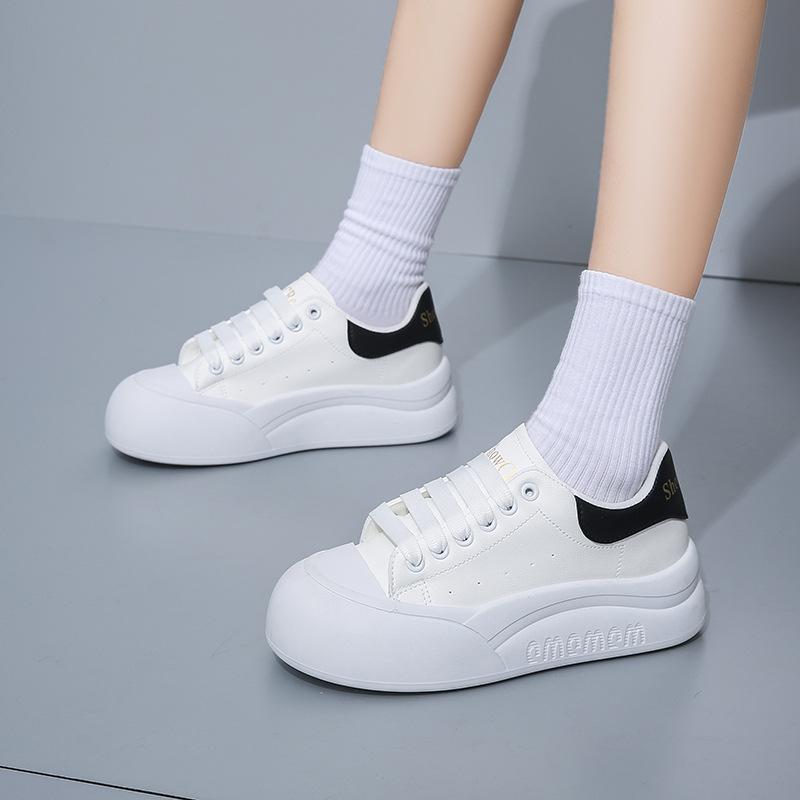 2025 Spring Little White Shoes New Korean Version Ins Female Students Height Increase Platform Sports Board Shoes Casual Shoes Female W3031