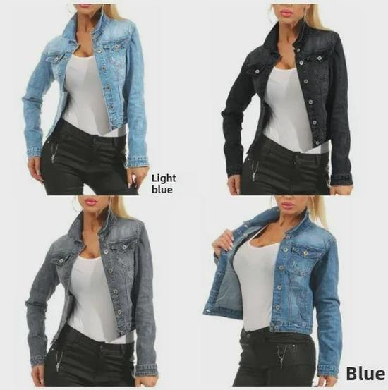 European and American Women's Slim Fit Denim Jackets and Tops