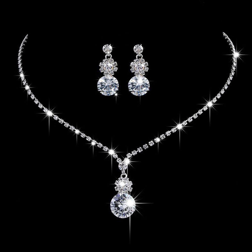 Anniversary Gift Bridal Wedding Jewelry Set Dangle Earrings Water Drop Earrings Women Necklace