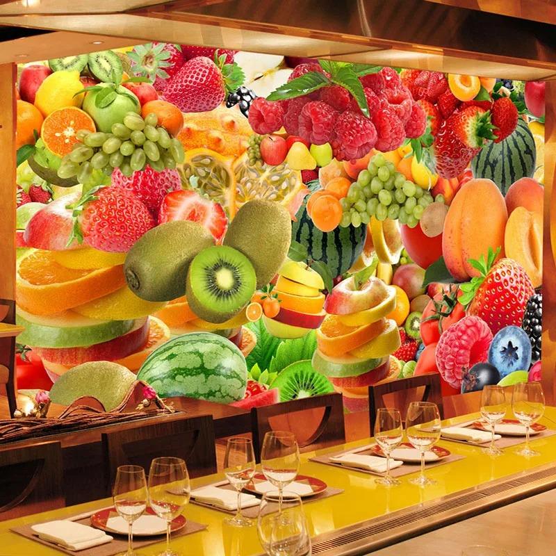 Modern Creative Wall Papers 3d Fresh Fruit Mural Restaurant Cafe Fruit Store Backdrop Wall Mural Decor