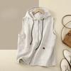 Women's Spring and Summer Loose Zipper Section Retro Hooded Undershirt Undershirt Jacket Top Drawstring Thin Shoulders Vest Jacket