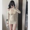 New Autumn/Winter Sexy Off-Shoulder Halter Dress: Nightclub Style, Tight-Fit Hip Skirt for Women.