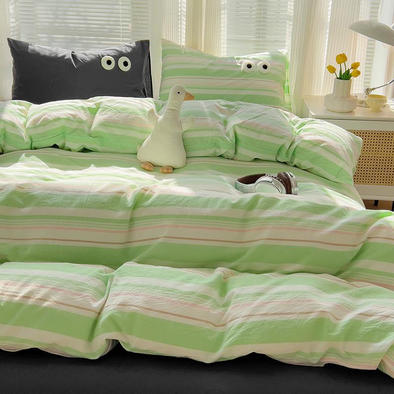 Bedding Pure Cotton Four-piece Set, Quilt Cover, Quilt Cover, Bed Sheet, Human Dormitory Three-piece Set