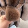 Belted Faux Mink Fur Coat Women Winter Beige Gradient Furry Fur Jacket Luxury Brand Hooded Warm Outerwear Overcoat