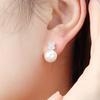 Platinum-Plated Silver Pearl Cubic Zirconia Earrings for Women's Daily Bold Earrings (Wfix7Af)