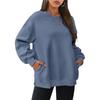HNXC Women's Fashion Casual Solid Color Print Long Sleeve O-Neck Hoodies & Sweatshirts