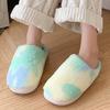 Tie Dye Fluffy Slippers for Women's New Winter Comfortable Warm Plush Indoor Home for Fashion Gradient Soft Fluffy Slippers