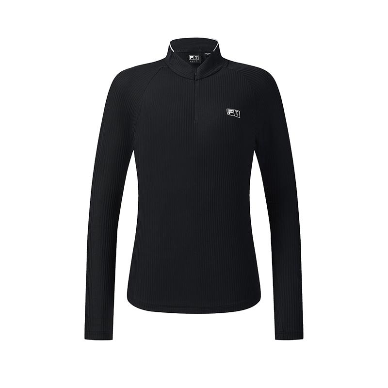 Fila Golf Series Lightweight Elastic Casual Sports Knit Long Sleeve Raglan T-Shirt Women Tops A11W545207F-BK