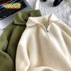 Women's Men's Y2K Turtleneck Sweater Knit Sweatshirts Coat For Men With Zipper Korean WInter Outer Pullovers Men Blouse