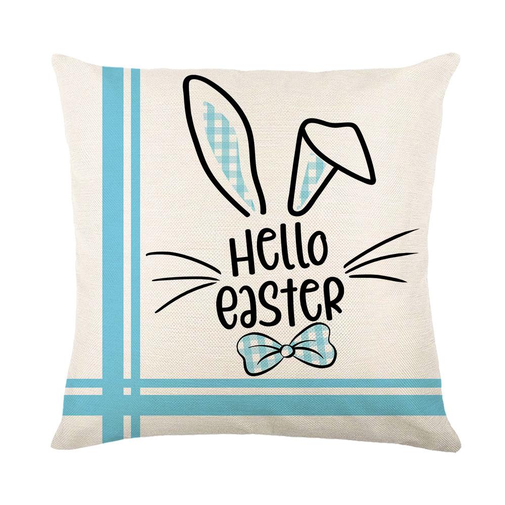 Cartoon Black and White Plaid Rabbit Print Pillow Cover Western Easter Home Living Room Cushion Cover Pillow