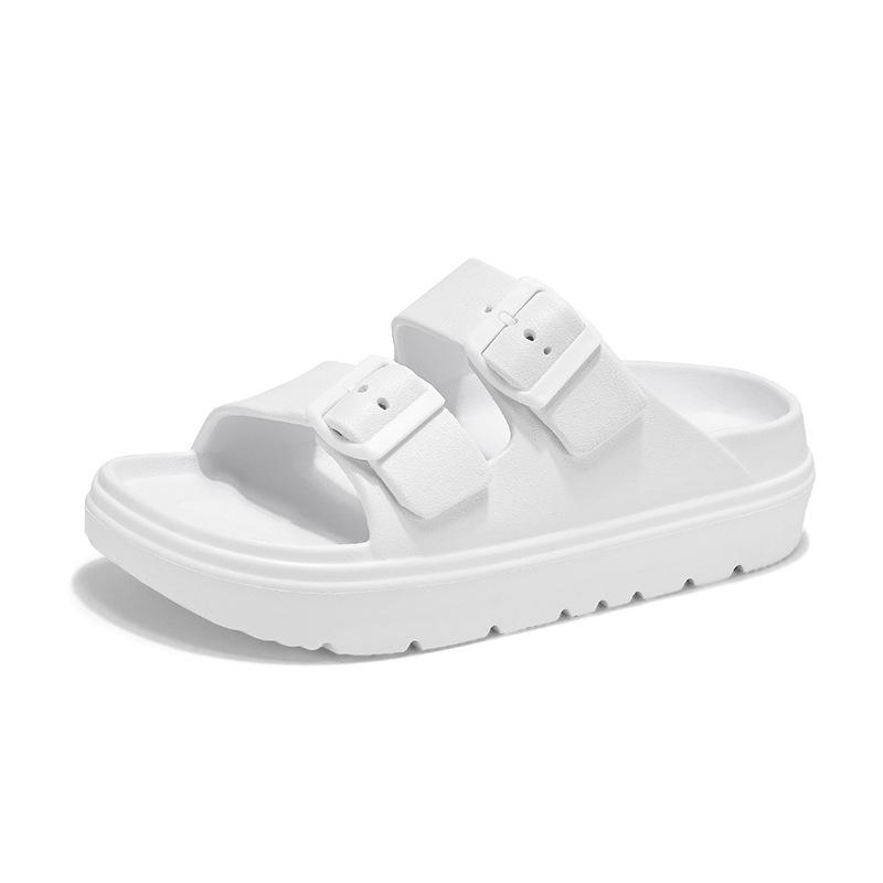 Fashion Kidmi New Summer Platform Women's Slippers Outdoor Double Buckle Embellished Sandals Non-slip Breathable Soft-soled Beach Shoes