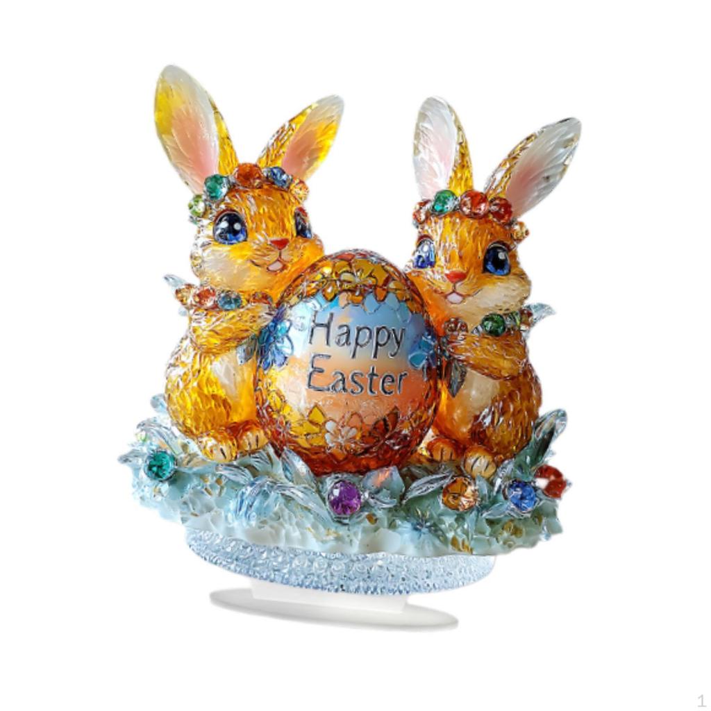 Easter Bunny Desktop Statue 2D Flat Acrylic Ornament Cute Accessories Lightweight Tabletop Figurine