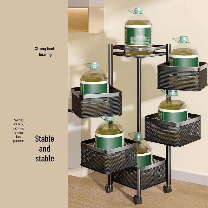 Rotating Multi-Layer Storage Rack for Fruits & Vegetables - No Installation Needed