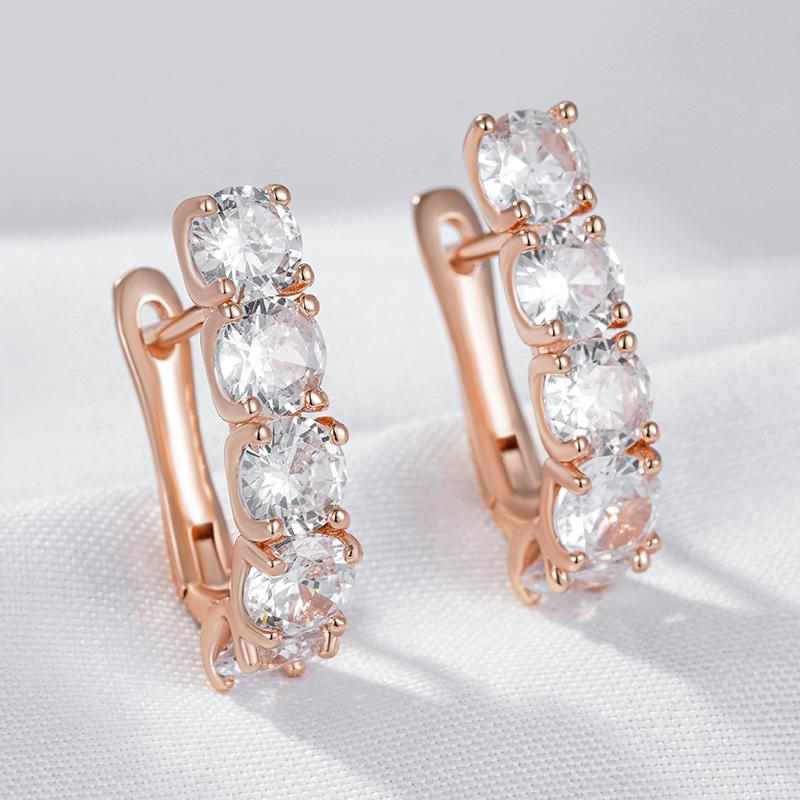 Full White Zircon Fashion Women Earrings Wedding Golden Earrings Wearable Accessories Girls Attractive Jewelry