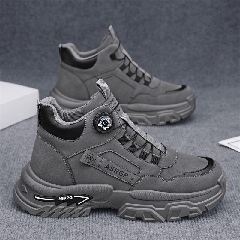 Men’s Black Deserts Shoes Casual Hiking Boots Grey Outdoor Sport Boots Plus Size High Top Sneakers