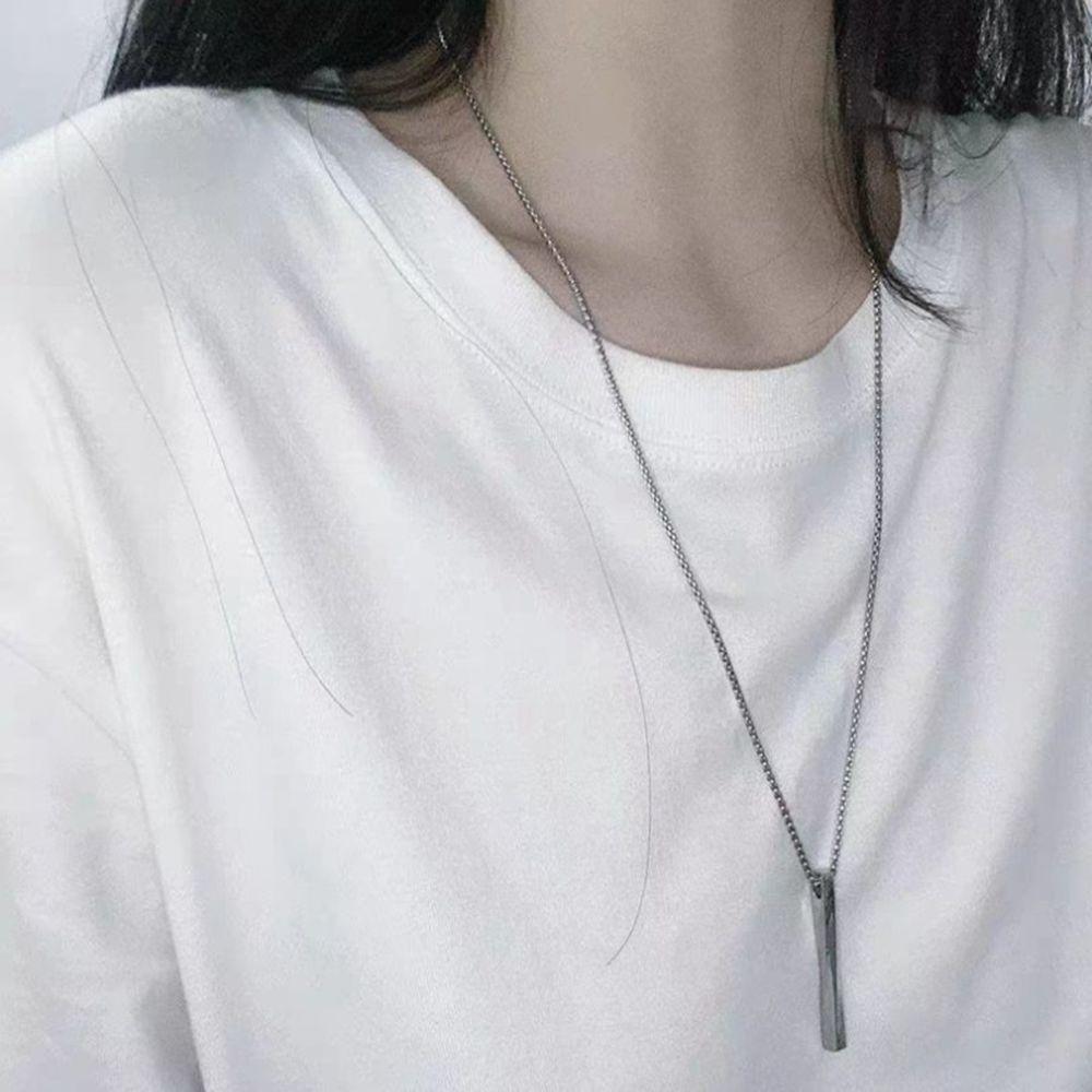 Cool Personality Alloy Pendant Necklaces Chain Jewelry Vertical Bar Straight Necklace