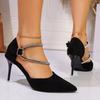 Fashion 2025 Fashion Outdoor Women's High Heels Pointed Toe Crystal Buckle Strap Thin Heels Pumps for Versatile Dress & Party Sandals