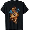 Steampunk Clock Gear and Butterflies Vintage Retro Aesthetic T-Shirt